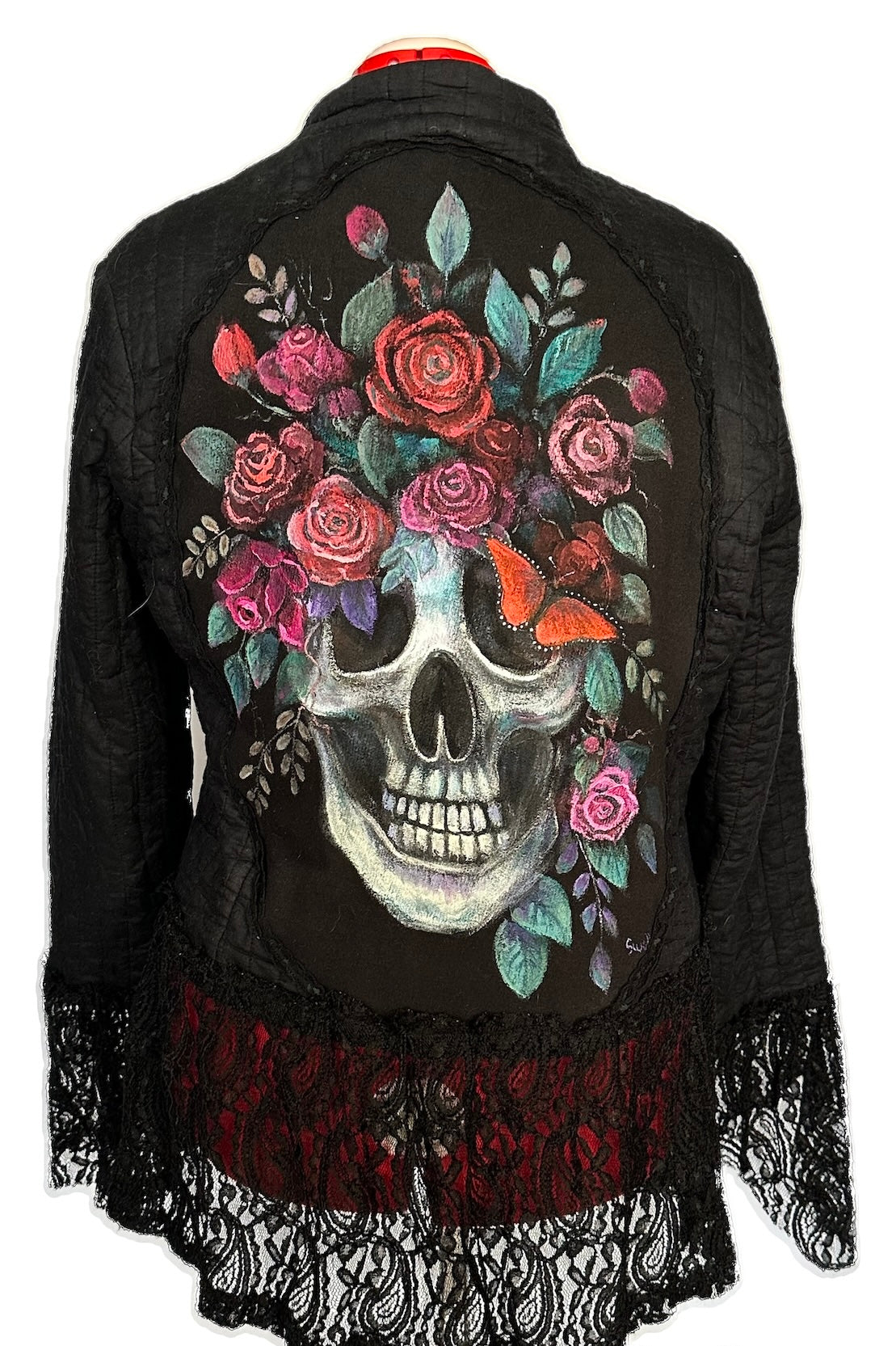 Ladies Black Skull & Roses Jacket