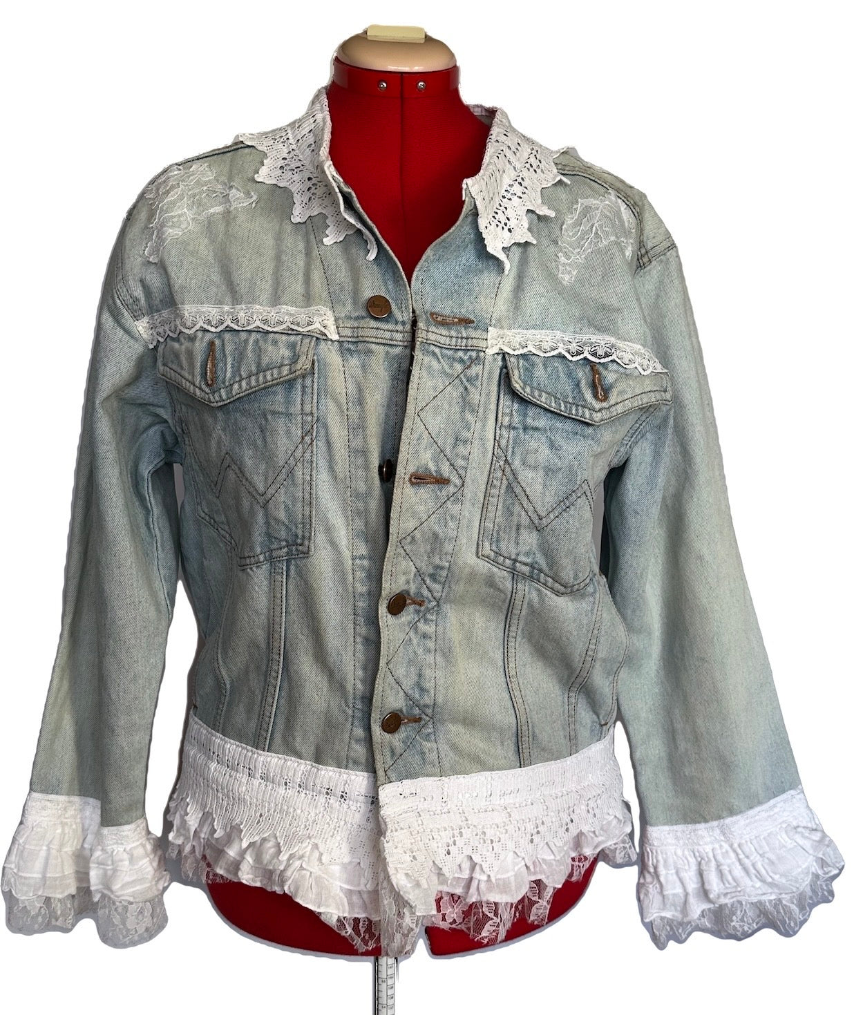 Upcycled Pre-owned  Wrangler Jacket With Added Lace