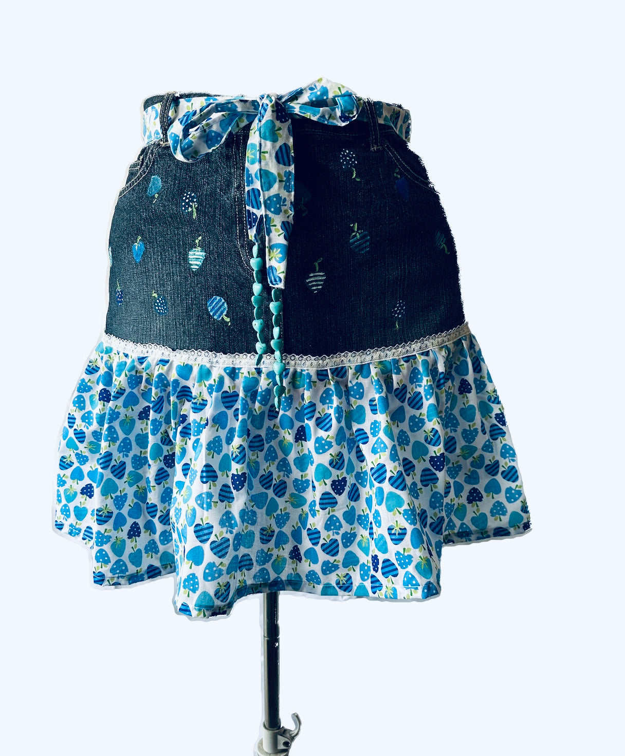 Upcycled Altered Hand Painted Denim Skirt